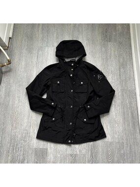 Black / White Official Moose Knuckles Zip-Up Hooded Jacket